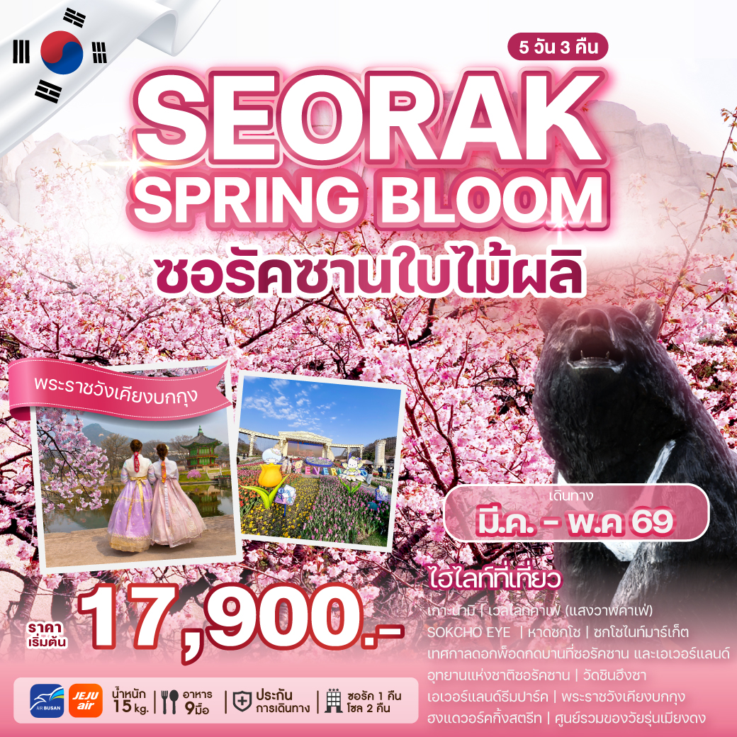 ทัวร์เกาหลี SEORAK SPRING BLOOM 5วัน 3คืน (7C)